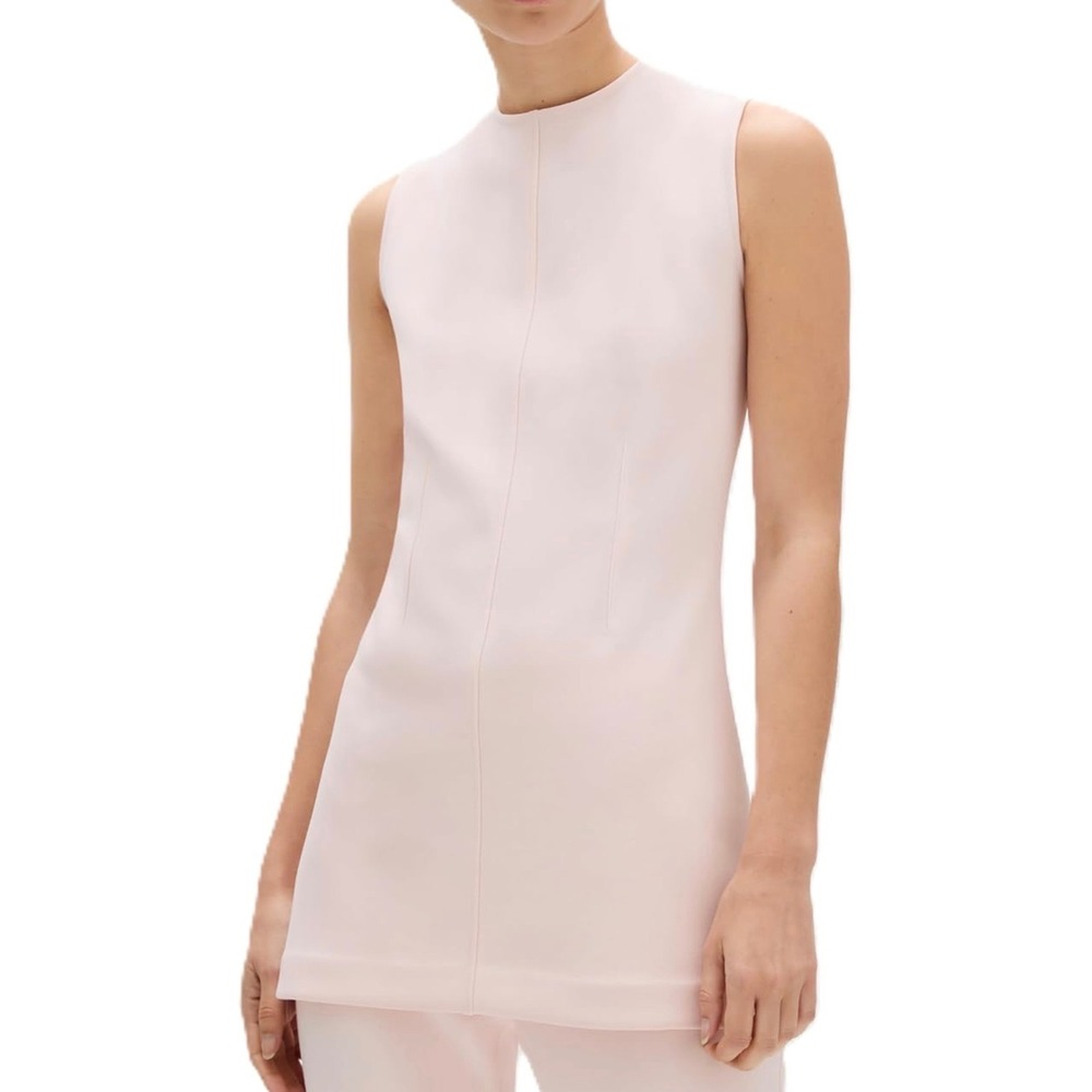 Calvin Klein Womens Tailored Knit Tunic Pearl Pink Sleeveless Top Small NWOT